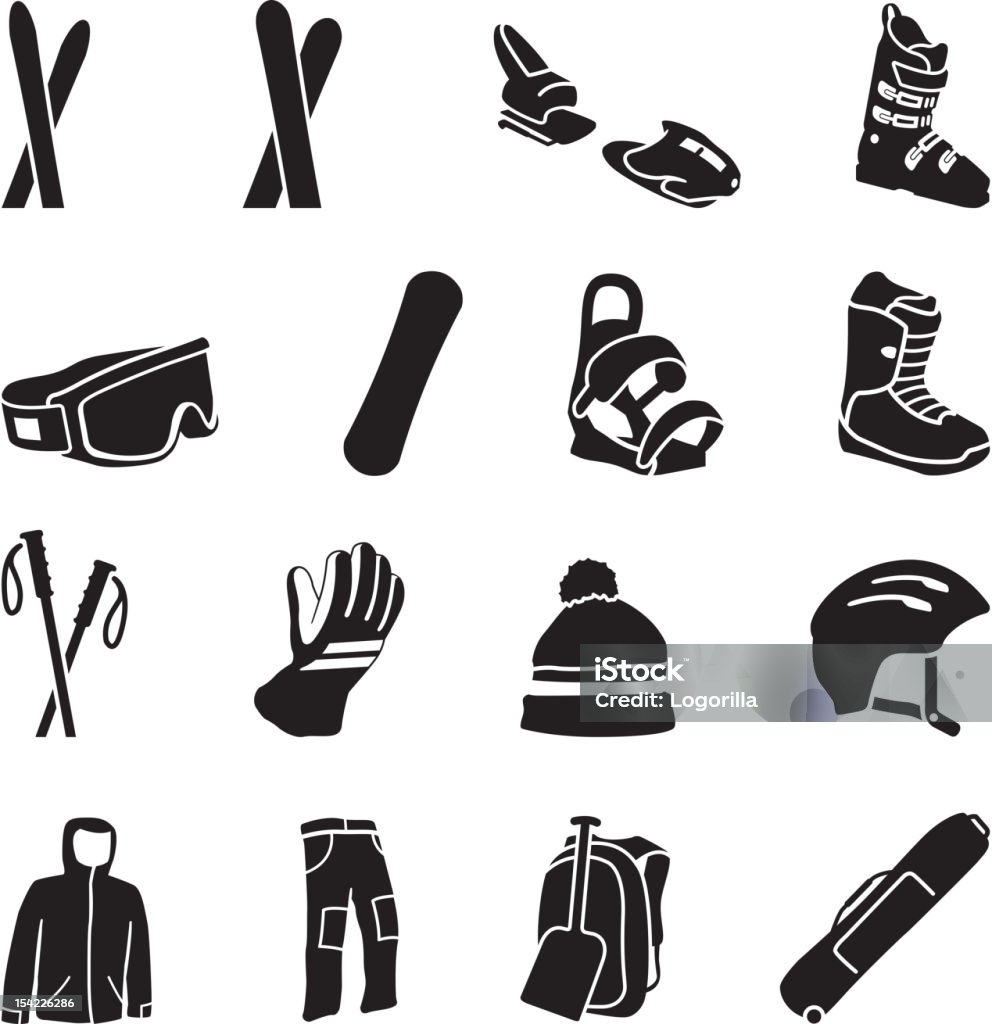 Ski Equipment icons Set of ski equipment icons. Ski stock vector