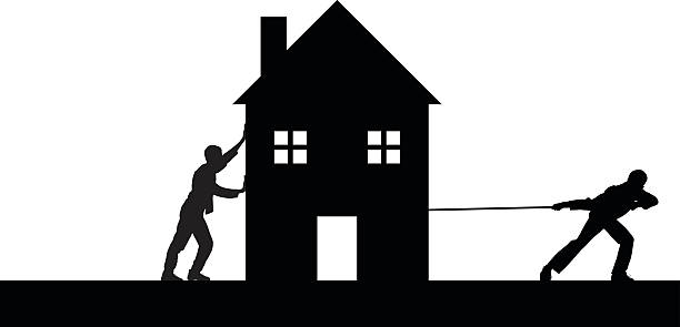 ilustraciones, imágenes clip art, dibujos animados e iconos de stock de mudanza - moving house house action silhouette