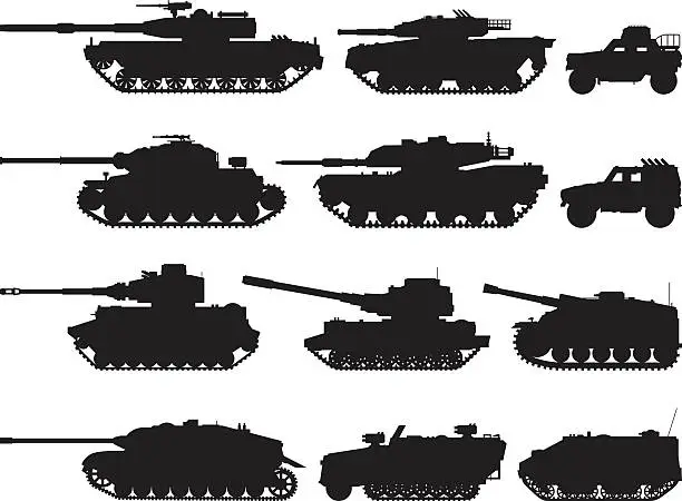 Vector illustration of Military Vehicles