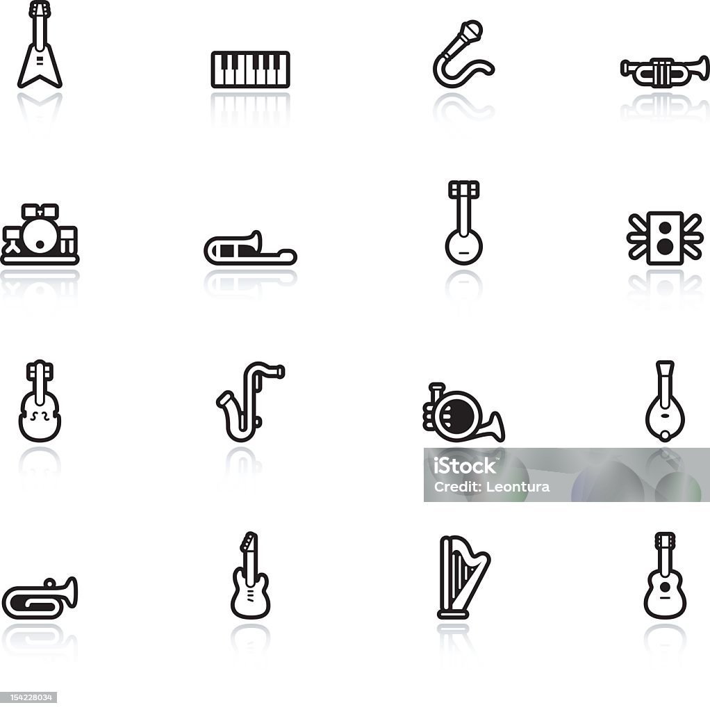 Linia ikon instrumentów muzycznych - Grafika wektorowa royalty-free (Bez ludzi)