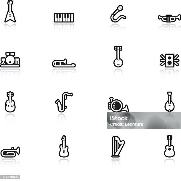 Linia Ikon Instrumentów Muzycznych - Stockowe grafiki wektorowe i więcej obrazów Bez ludzi - Bez ludzi, Białe tło, Biały
