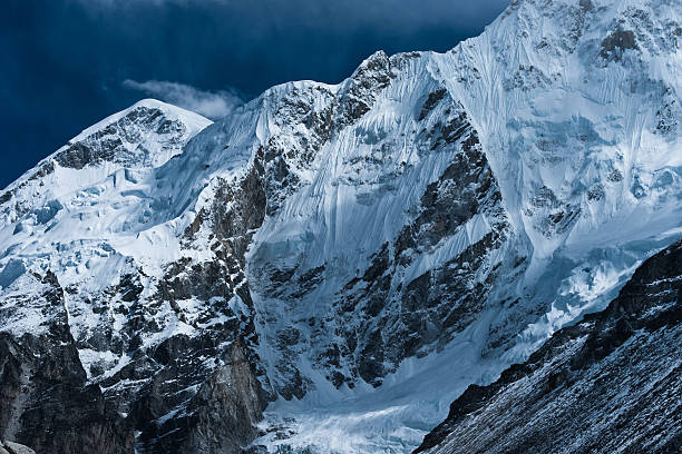Glacier in mountains at sunny day in summer