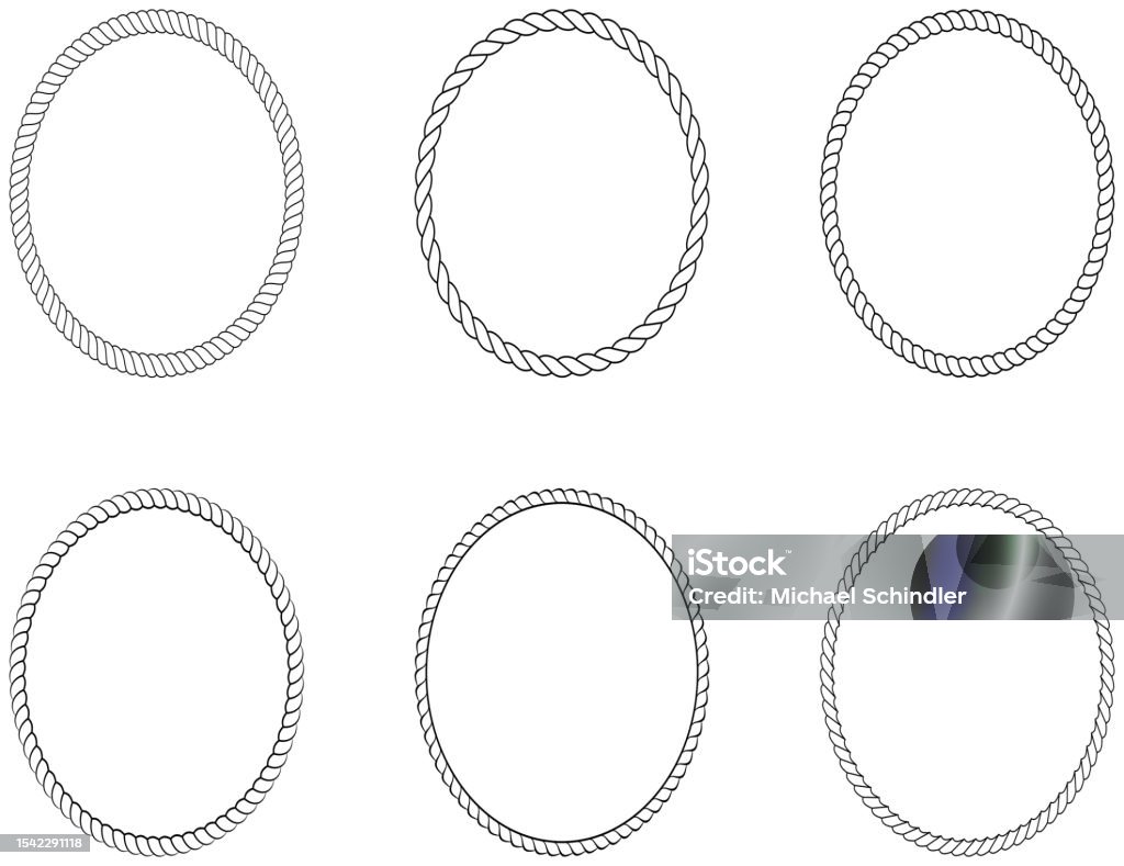 Vectorised Rope Oval Cord Or Rope Oval Frame Set Arrangement As Vector On An Isolated White ...