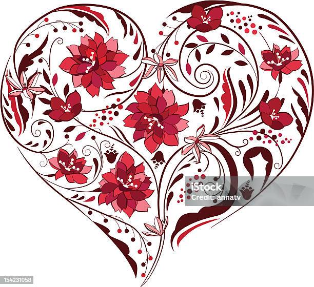 Heart Shape Made Of Flowers Stock Illustration - Download Image Now - Affectionate, Celebration, Congratulating