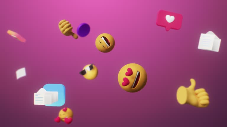 Looping emoji background, with social media apps and icons