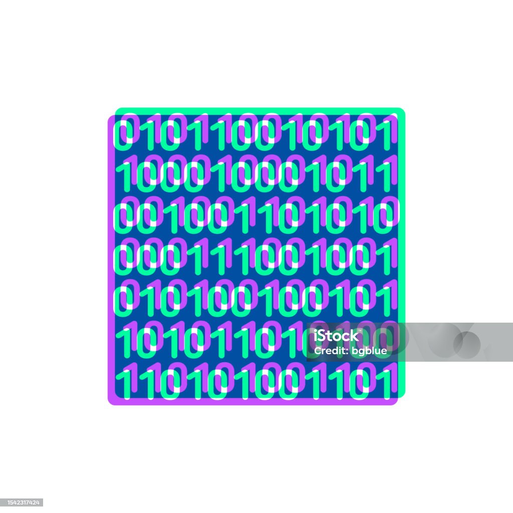 Binary Code Icon With Two Color Overlay On White Background Stock ...