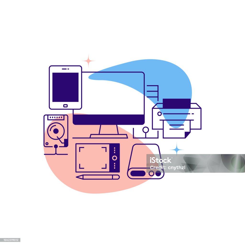 Computer Relative Picture Computer And Devices Related Line Banner Design Laptop Tablet Pc ...
