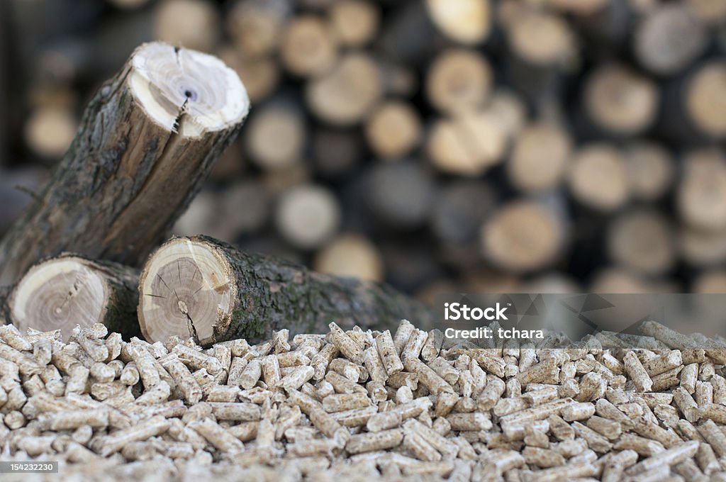 Pellets- biomass Pellets- selective focus on the heap Backgrounds Stock Photo