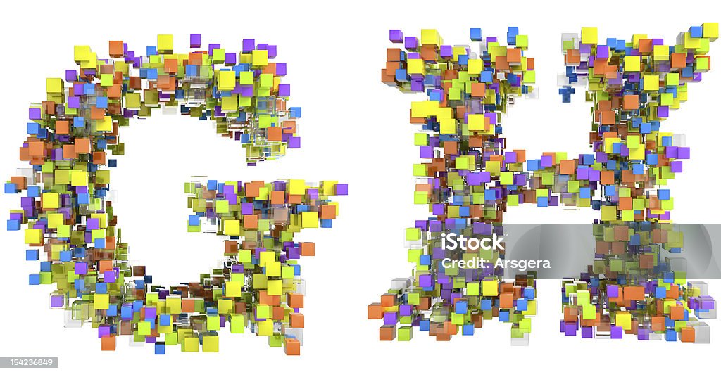 Abstract cubes font G and H letters isolated Abstract cubes font G and H letters isolated over white Abstract Stock Photo