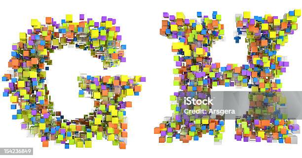 Abstract Cubes Font G And H Letters Isolated Stock Photo - Download Image Now - Abstract, Alphabet, Blue