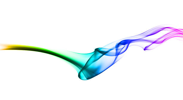 istock Abstract colorful fume waves on white 154236850