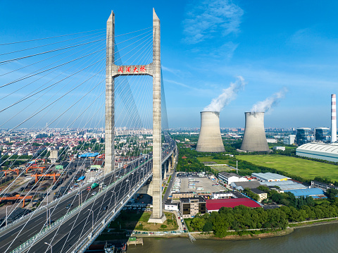 Aerial view of Coal-fired power station,shanghai,china.