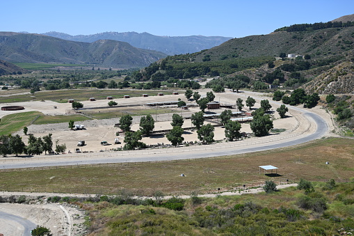 The valley behind the Santa Felicia Dam at Lake Piru reservoir located in Los Padres National Forest and Topatopa Mountains of Ventura County, California.