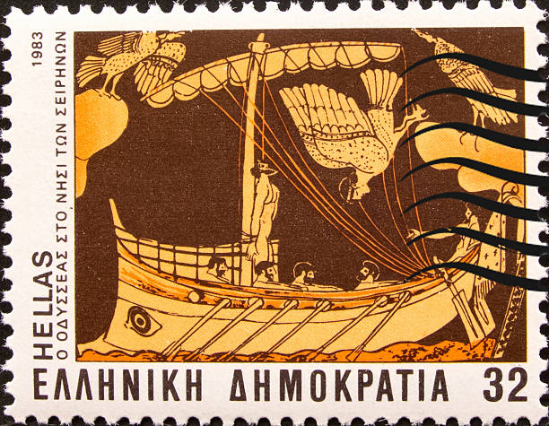 istock Stamp with ancient Greek angiography. 154240280