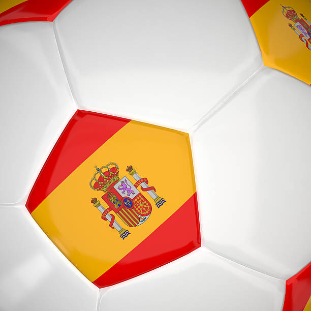 istock Spain flag on 3d Football 154240490