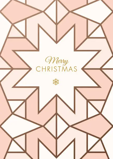 Vector illustration of Greeting card with geometric Snowflake.