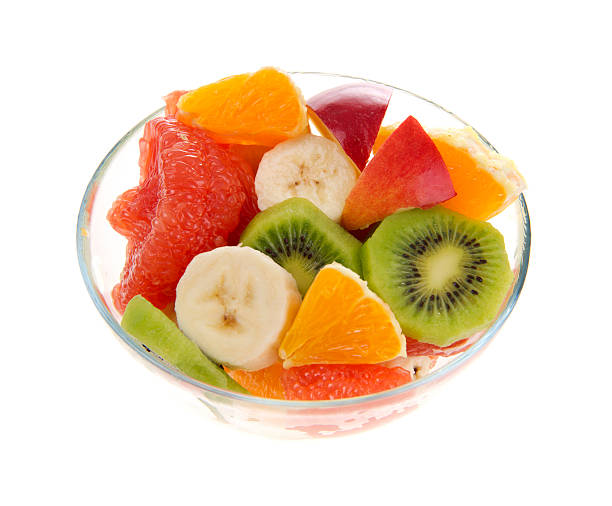 istock Fresh fruits salad on white background 154241804