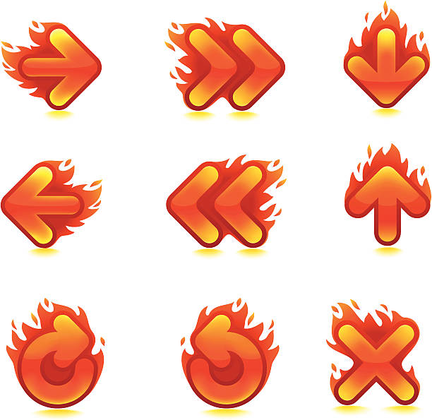 Flaming Arrows and icons vector art illustration