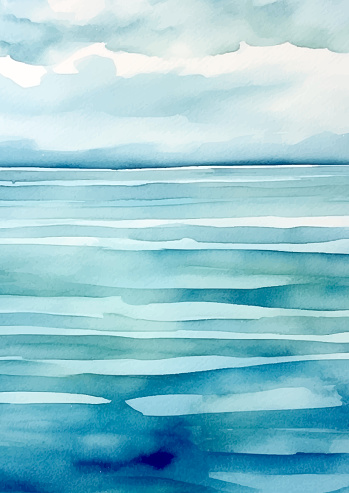 minimal abstract hand painted watercolour seascape background design