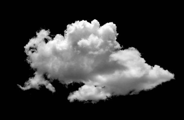 istock Collection of white clouds isolated on black background 1542428731
