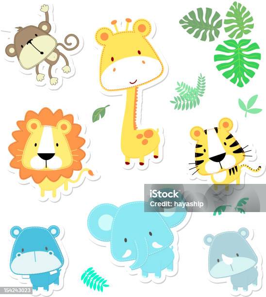 Vector Cute Safari Animals Stock Illustration - Download Image Now - Cute, Lion - Feline, Clip Art