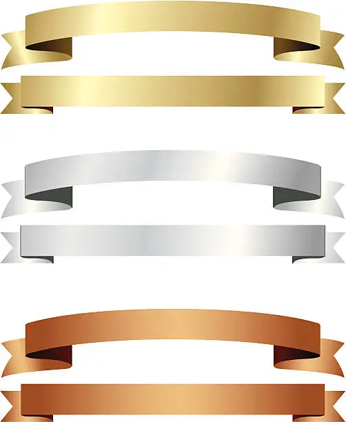 Vector illustration of banner ribbon gold silver copper
