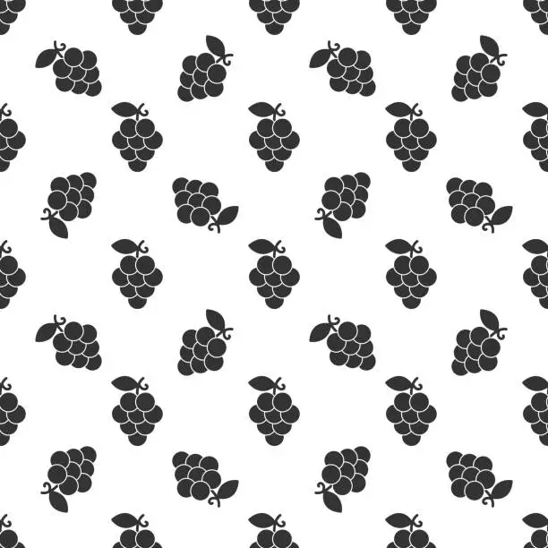Vector illustration of Black grape seamless pattern background.