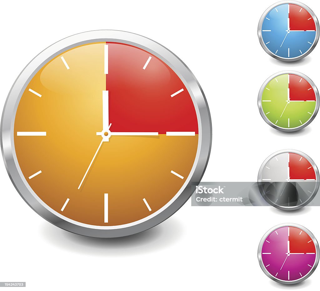 Блестящий 15 минут часы - Векторная графика Минутная стрелка роялти-фри