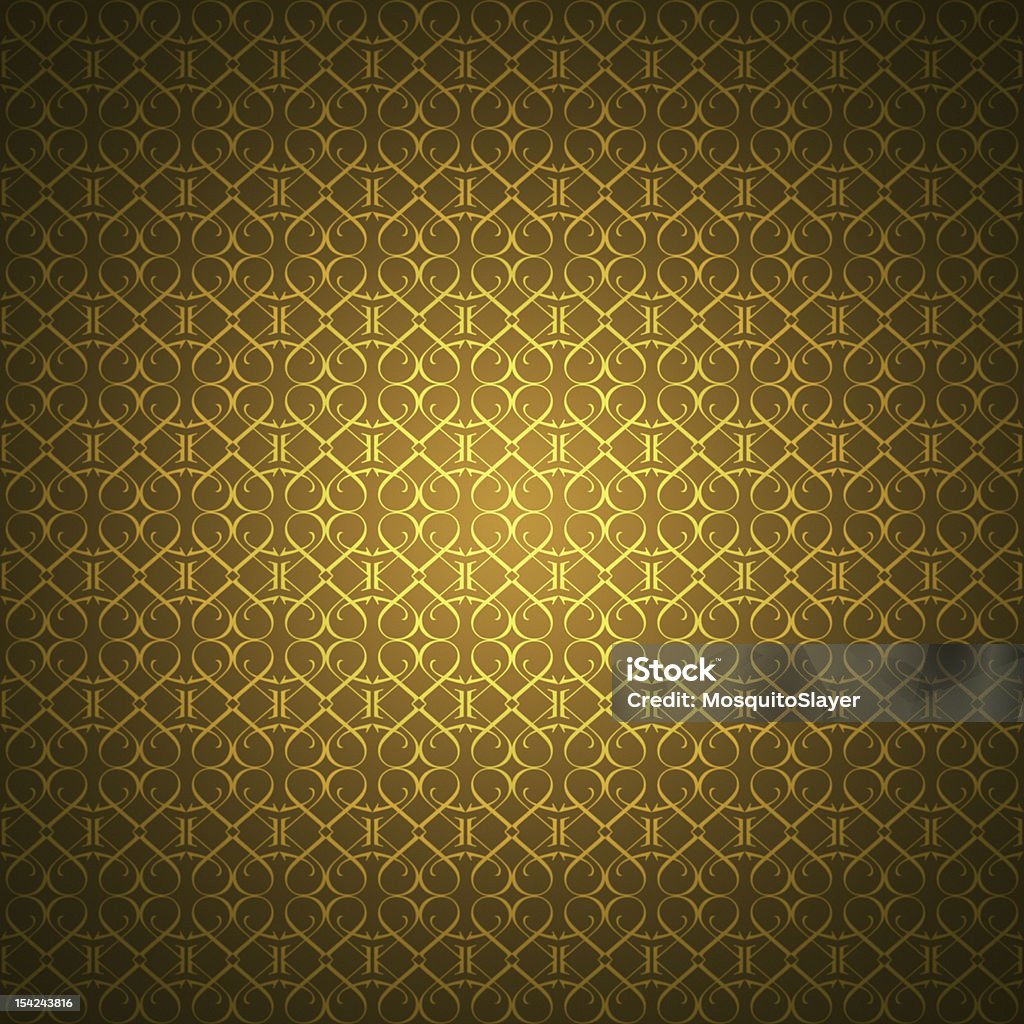 Golden wallpaper with heart-shaped ornaments Wallpaper with heart-shaped ornaments in gold color. Added canvas texture and grain; center in-focus. Abstract Stock Photo