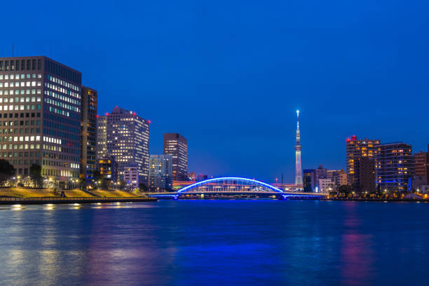 istock Tokyo city and sumida river at night 1542448332