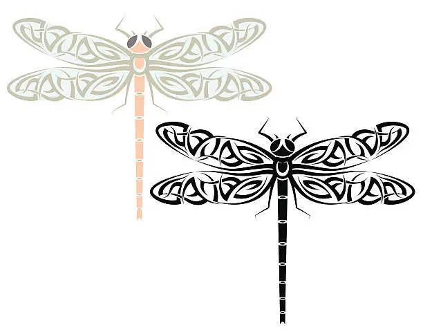 Vector illustration of Tattoo Dragonfly