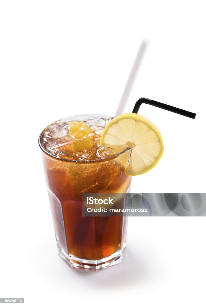 iced tea glass of iced tea with lemon isilated on white background Afternoon Tea Stock Photo