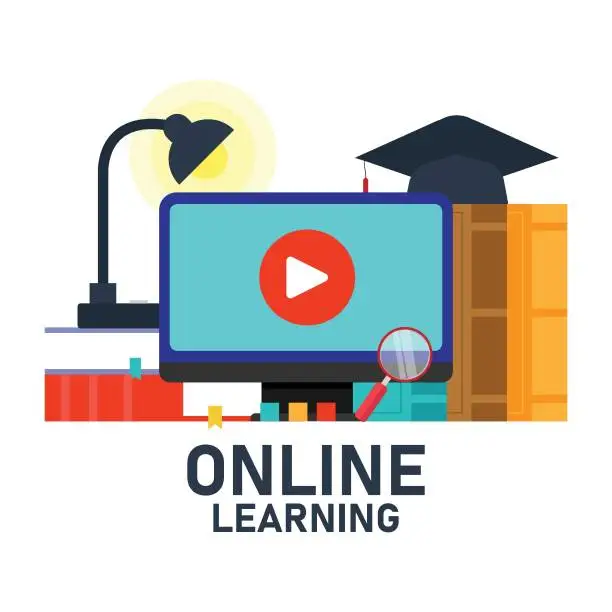Vector illustration of distance education, online learning