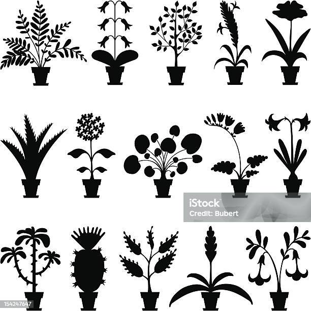 Houseplants Stock Illustration - Download Image Now - Aloe, Black And White, Bush