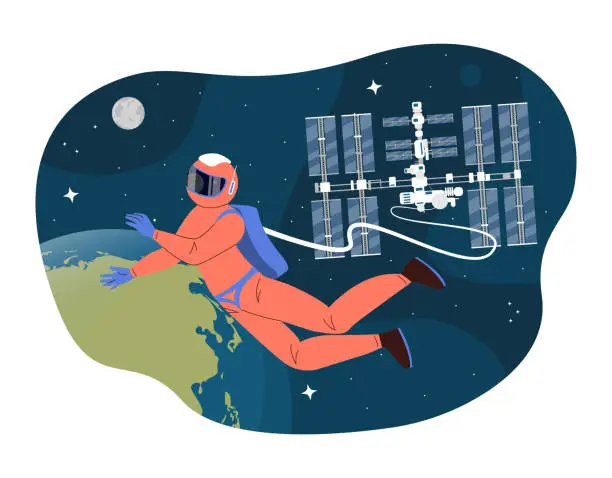 Vector illustration of Astronaut in space vector concept