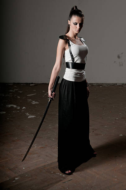 Japanese Woman With Katana Stock Photo - Download Image Now - 2015