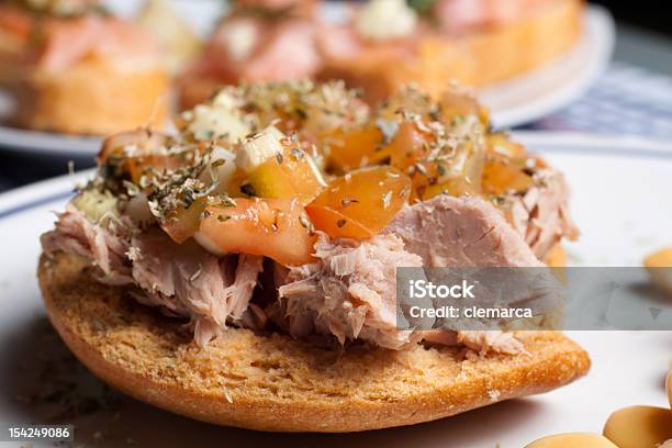 Frisella With Tuna And Tomato Stock Photo - Download Image Now - Cooking Oil, Tuna - Seafood, Appetizer