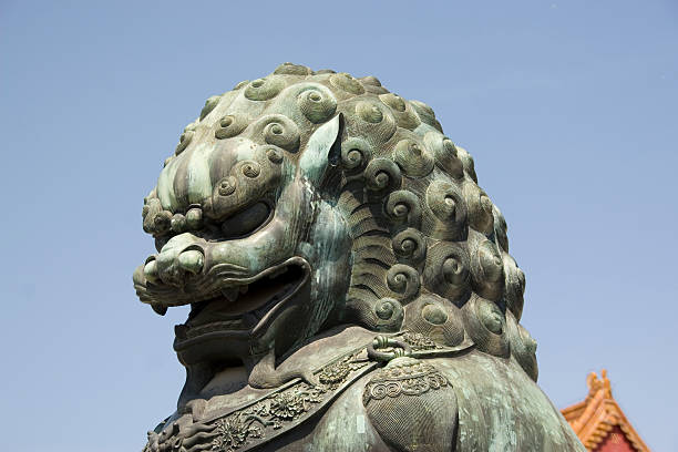 Bronze Lion Close-up stock photo