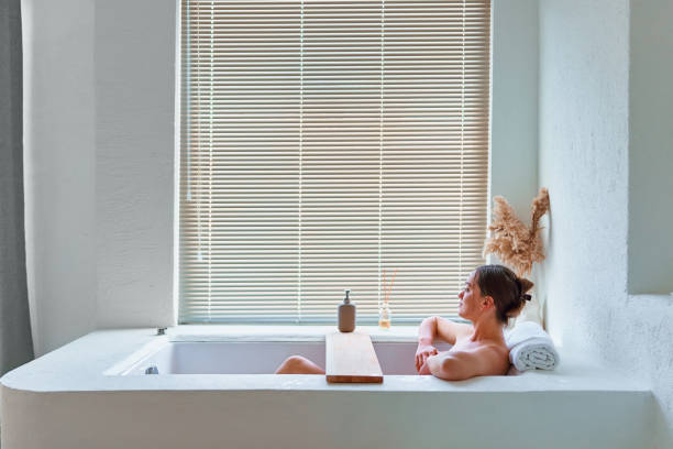 istock Calm satisfying relaxing girl taking a bath 1542498248