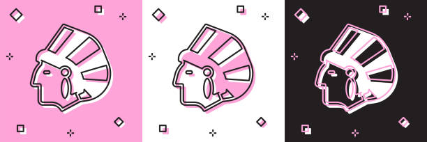 Set Native American Indian icon isolated on pink and white, black background. Vector Set Native American Indian icon isolated on pink and white, black background. Vector. cherokee clip art stock illustrations