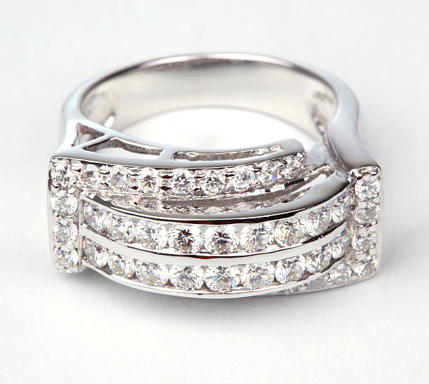 istock Contemporary diamond ring isolated on white background. 154250629