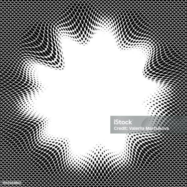 Distorted Cut Design Abstract Distorted Circle Frame Halftone Dots Logo Emblem Design ...