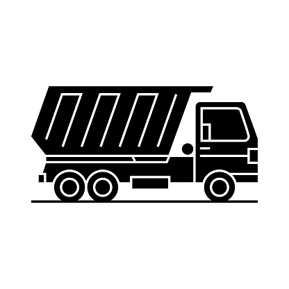 Construction Truck Icon Solid Style. Vector Icon Design Element for Web Page, Mobile App, UI, UX Design
