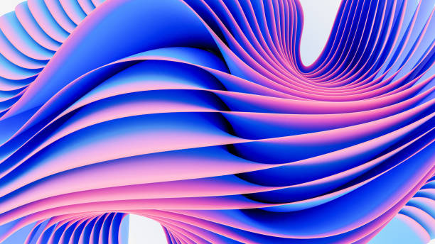 istock Abstract stripes of textile material wave in an irregular manner. Pink and blue color. 1542564719