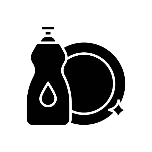 Vector illustration of Dish Washing Icon Solid Style. Vector Icon Design Element for Web Page, Mobile App, UI, UX Design