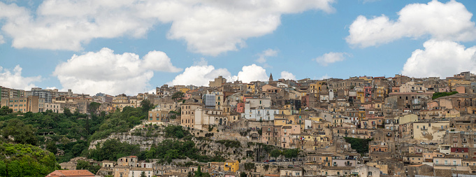 Panorama of baroque city upper Ragusa, Sicilia, Italy, Europe