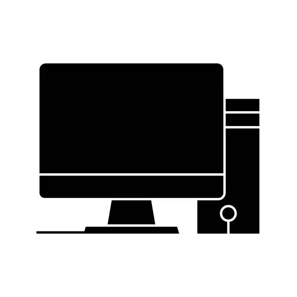 Vector illustration of Desktop PC Icon Solid Style. Vector Icon Design Element for Web Page, Mobile App, UI, UX Design