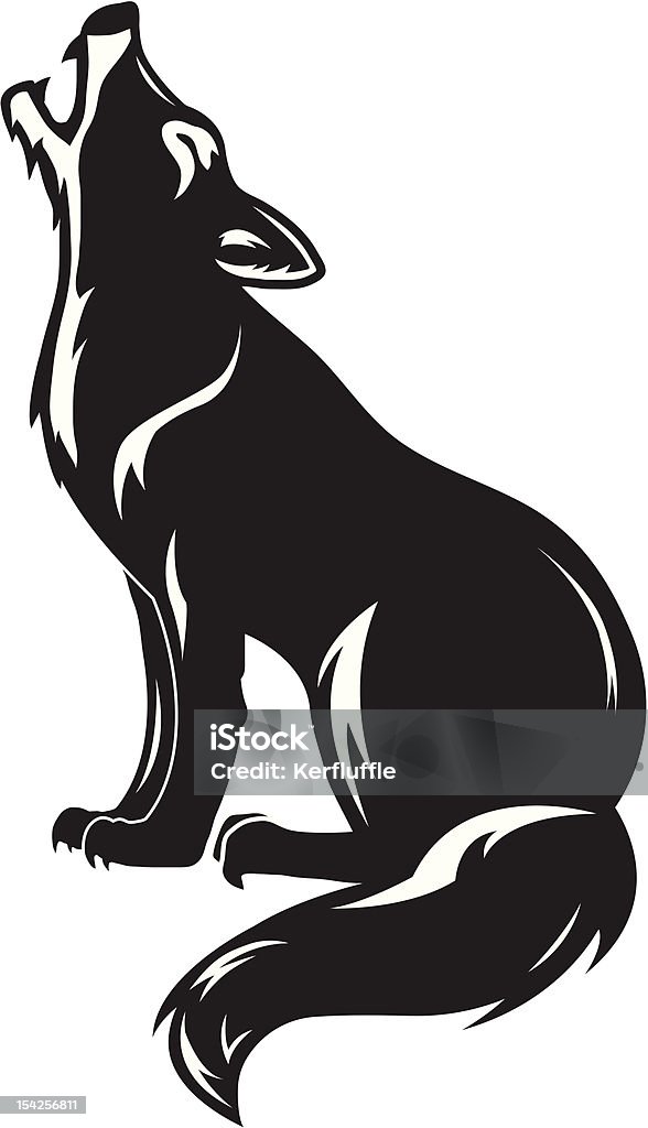 Howling wolf A vector illustration of a howling wolf in black and white. Howling stock vector