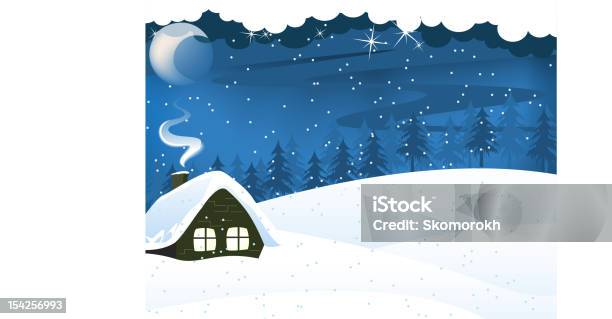 Einsam Forest Hut Stock Vektor Art und mehr Bilder von Schnee - Schnee, Blockhütte, Anhöhe