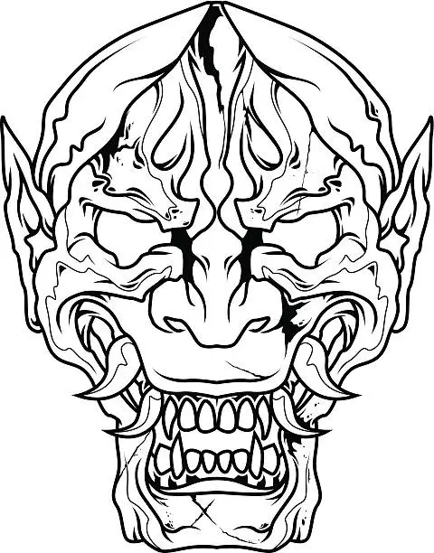 Vector illustration of Oni demon mask